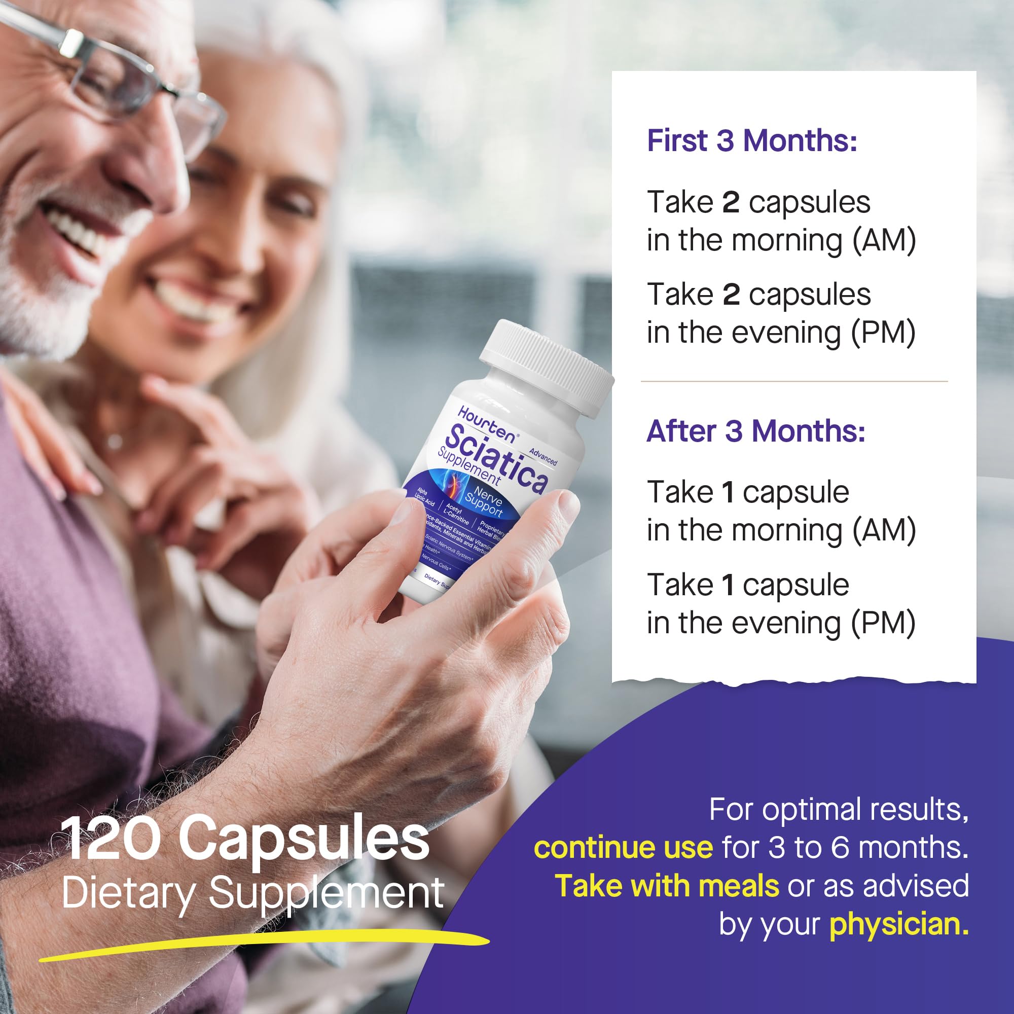 Dose chart shows morning and night dosing for consistent daily use.