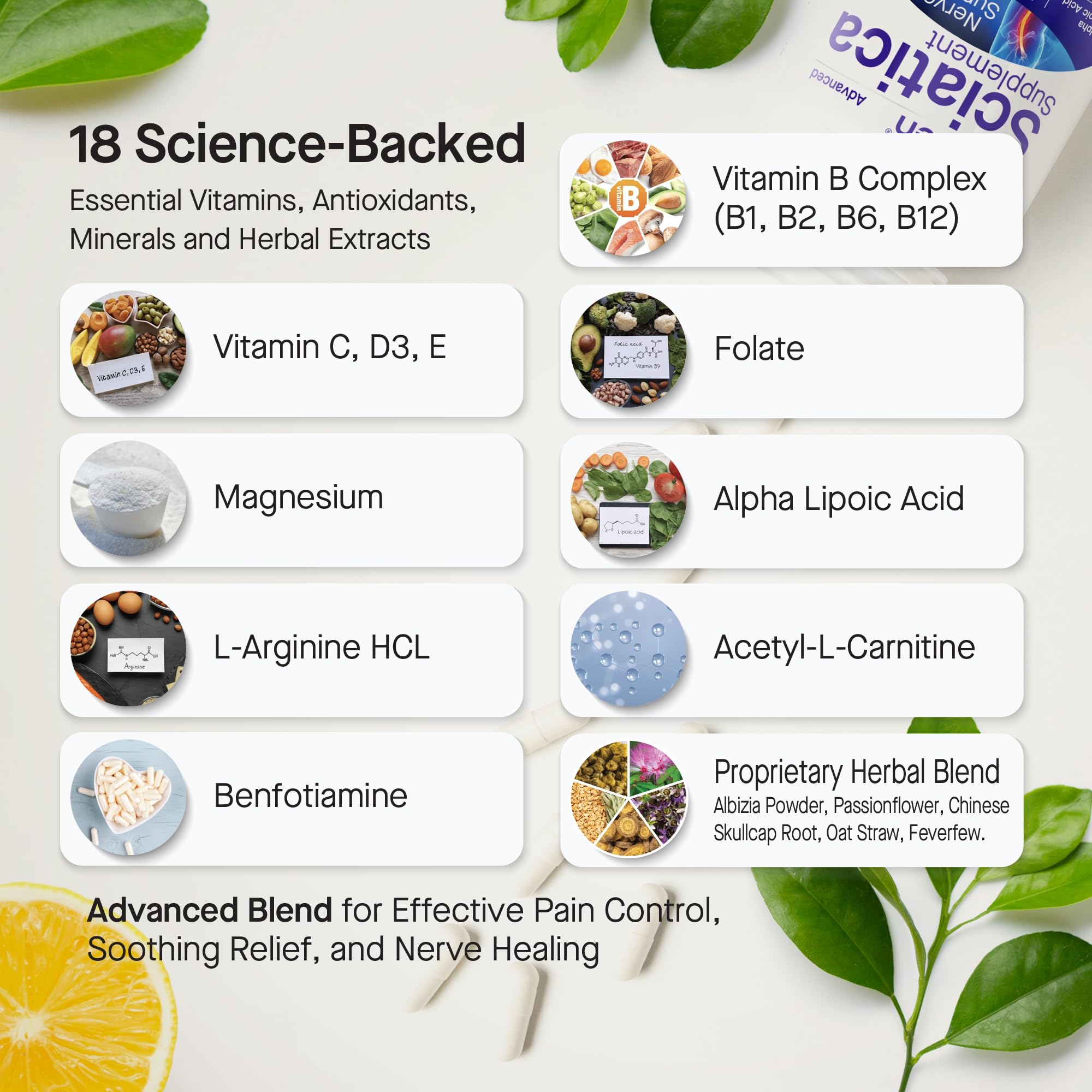 Hourten ingredient blend featuring Alpha Lipoic Acid and B vitamins for nerve health.