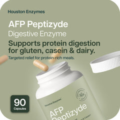 AFP Peptizyde capsules support protein digestion for dairy and gluten.