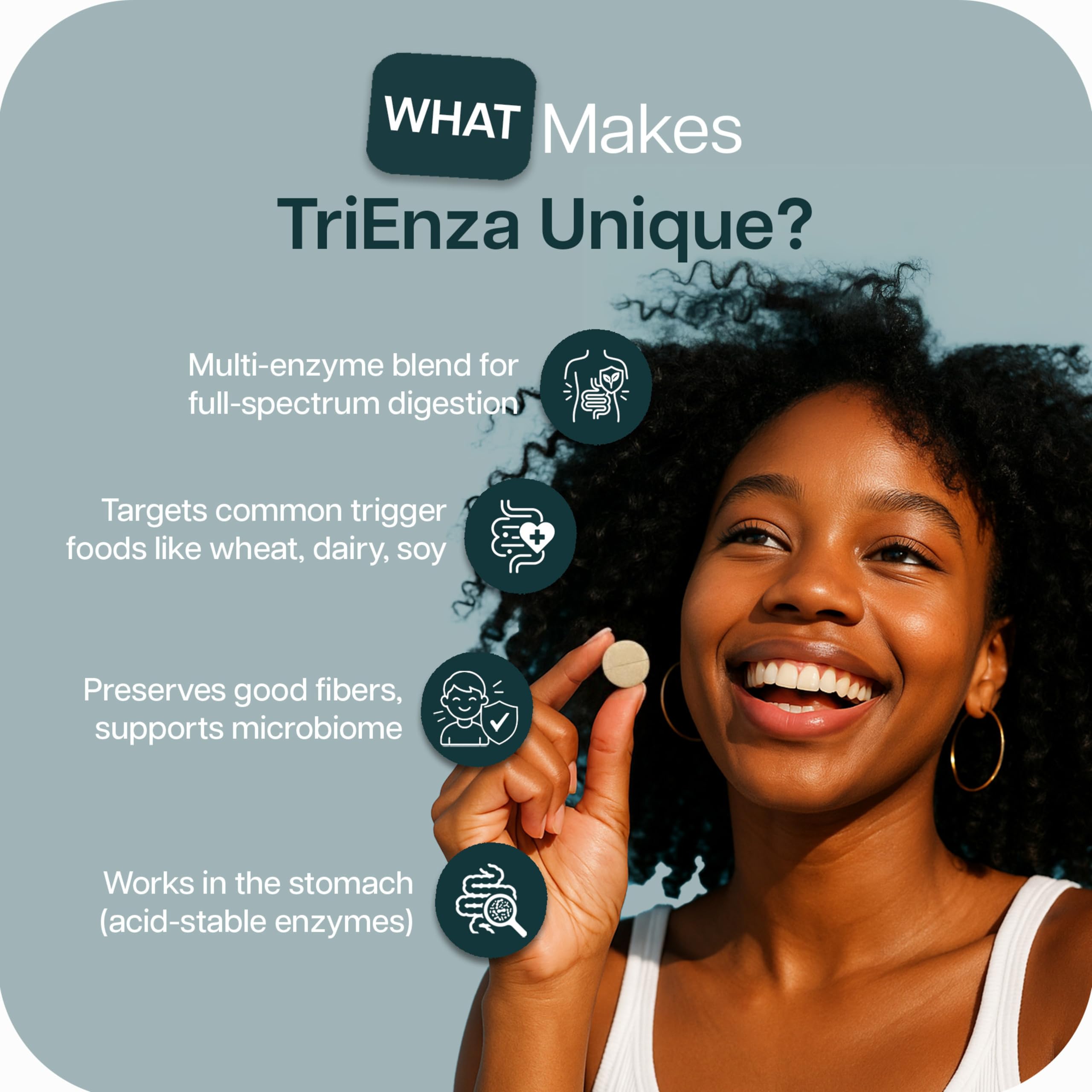 TriEnza capsules close-up highlighting easy-to-swallow format.