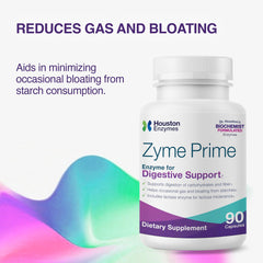 Lactase icon with Zyme Prime branding indicating dairy-friendly digestion aid