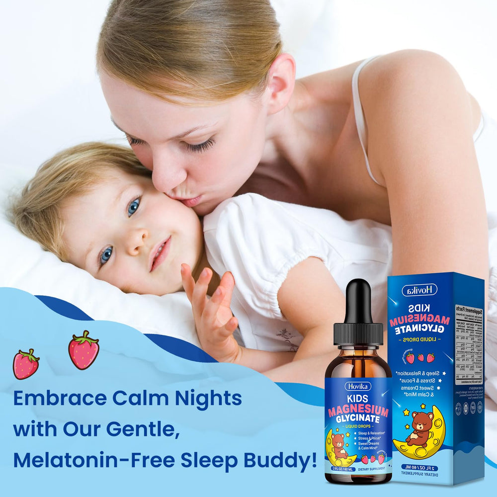 Hovika kid-taking-drops image shows simple, mess-free daily dosing