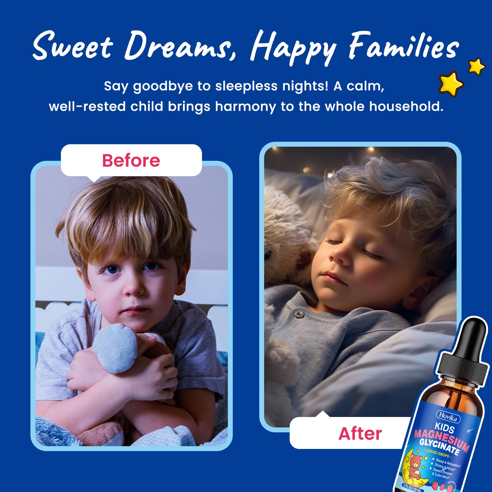 Hovika label on drops highlights strawberry flavor and kid-friendly formula
