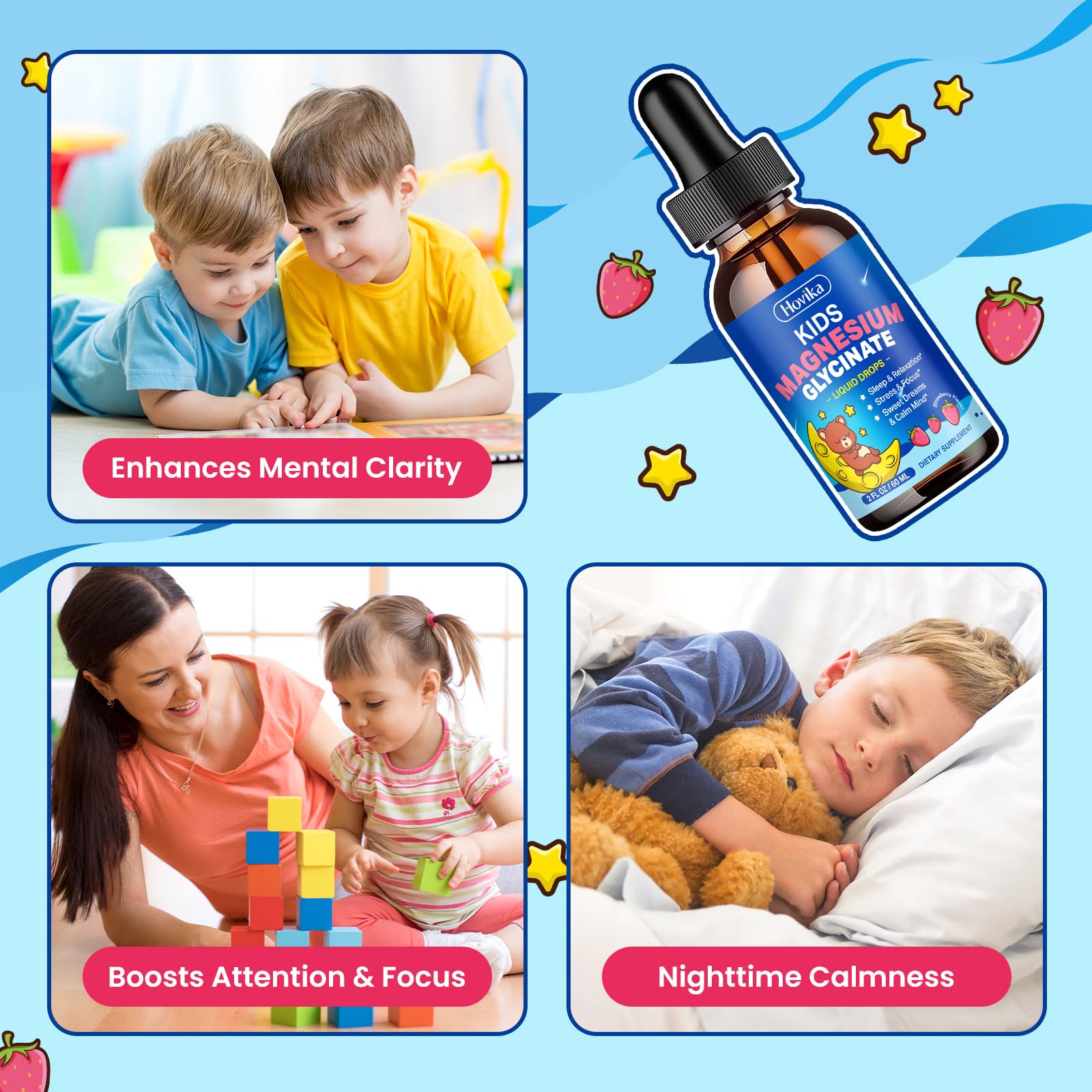 Hovika strawberry-flavor drops appeal to kids during supplement time