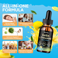 Hovika GABA L-Theanine drops bottle closeup for nervous system balance