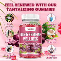 Hovika Iron for Women bottle back label showing nutrients and vitamins