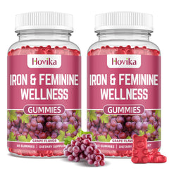 Hovika Iron for Women gummies bottle front with 60-day supply for sustained energy