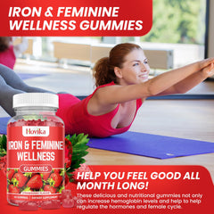 Hovika Iron for Women Gummies nutritional chart emphasizes iron bisglycinate absorption