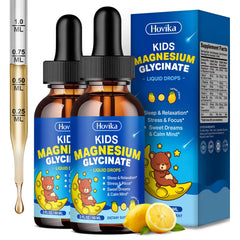 Hovika Kids Magnesium Drops bottle with lemon flavor for easy nightly dosing.