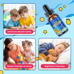 Hovika Kids Magnesium Drops lemon liquid stirred in water for tasty daily use.