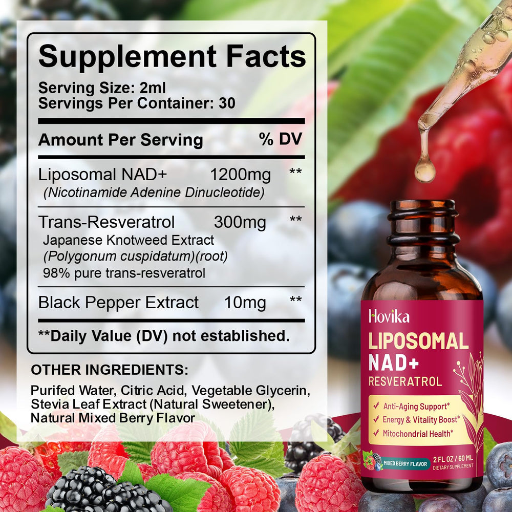 Hovika nutrition facts label close-up for dosage and ingredients