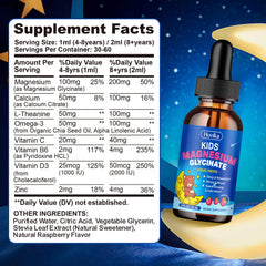 Hovika Raspberry Magnesium Drops for Kids dropper visible, easy dosing for busy evenings