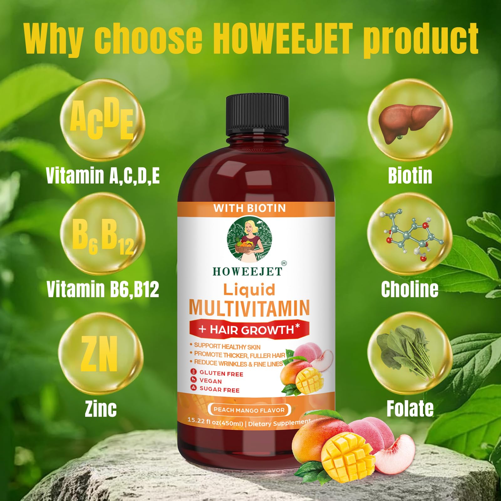 HOWEEJET liquid multivitamin pour supports convenient daily routine.