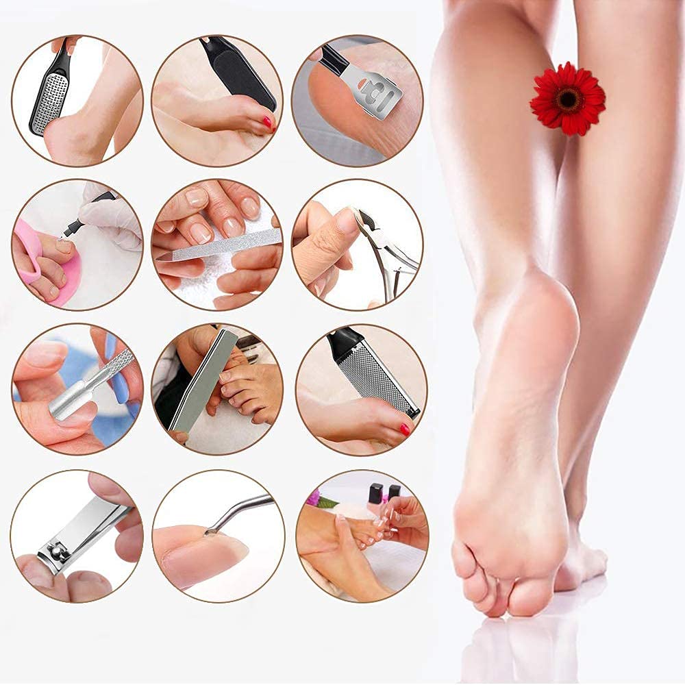 Hoxida 10-in-1 pedicure tool set for complete foot care at home.