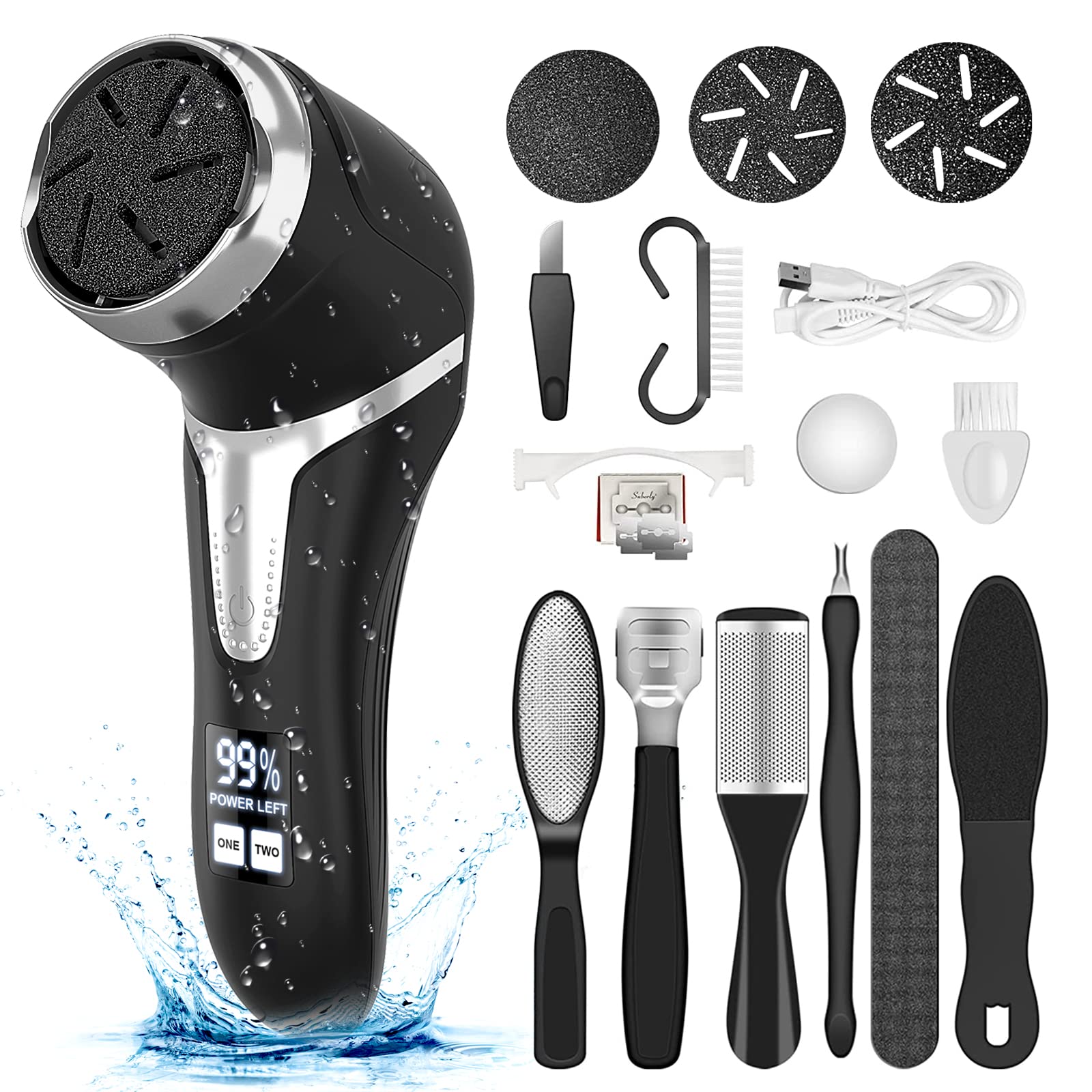 Hoxida electric callus remover with vacuum for mess-free foot care.