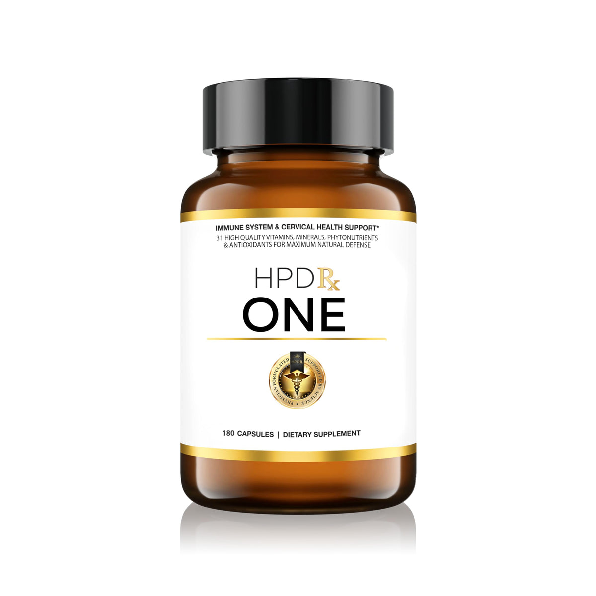 HPD Rx ONE immunity bottle cap with capsules for daily immune support