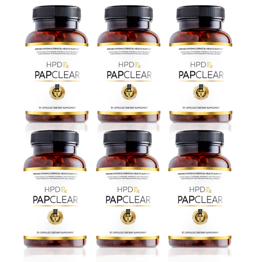 HPD Rx PAPCLEAR bottle front view showing all-natural immune support formula