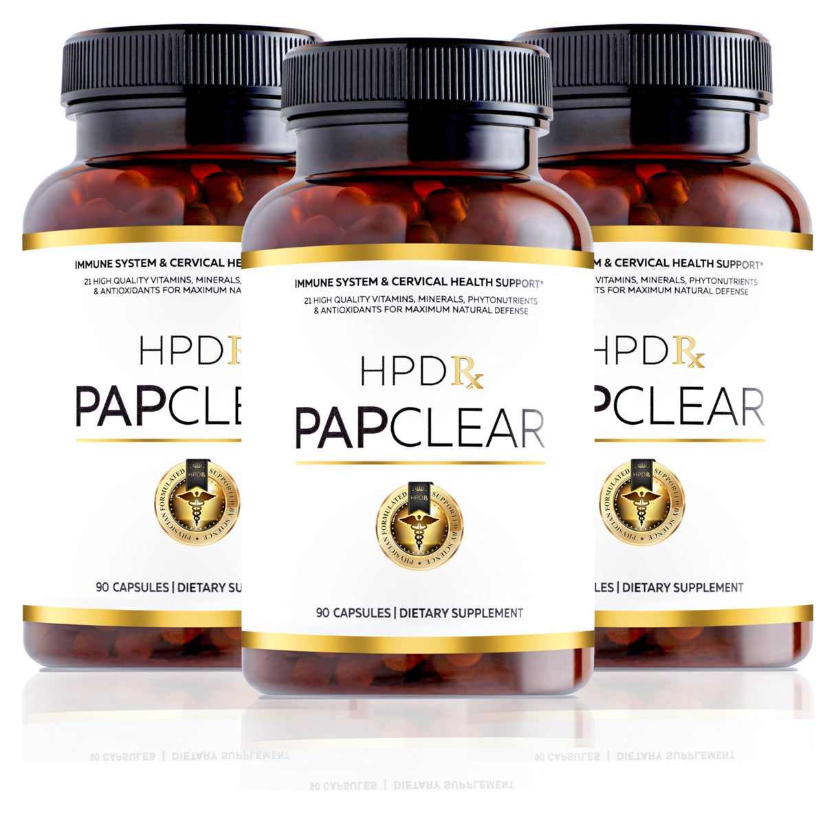 HPD Rx PAPCLEAR bottle with capsules designed for daily immune health support