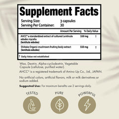 HPD Rx AHCC Shiitake ingredients list highlights alpha-glucans and medicinal mushrooms