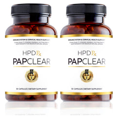 HPD Rx PapClear bottle front showing immune support capsules for daily wellness