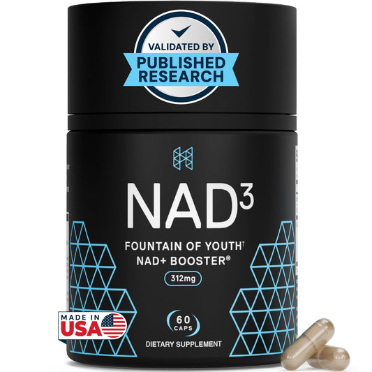 HPN NAD3 bottle front indicating potential support for cellular health