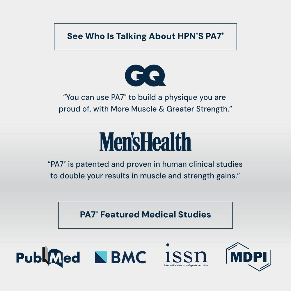 HPN PA(7) dosing guide graphic emphasizes safe ramp-up before training.