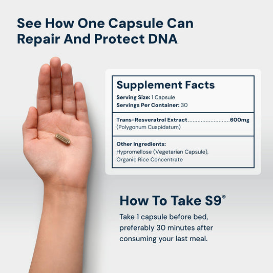 HPN S(9) Trans-Resveratrol capsules shown for daily cellular health routines.