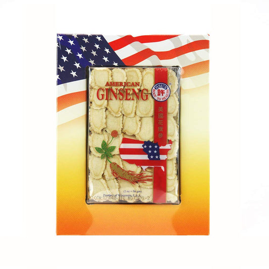 Hsu's American Ginseng Slices box front highlighting premium Wisconsin-grown ginseng.