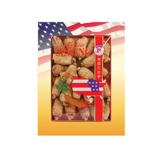 Hsu's Wisconsin American ginseng roots in 4 oz box, whole roots for tea