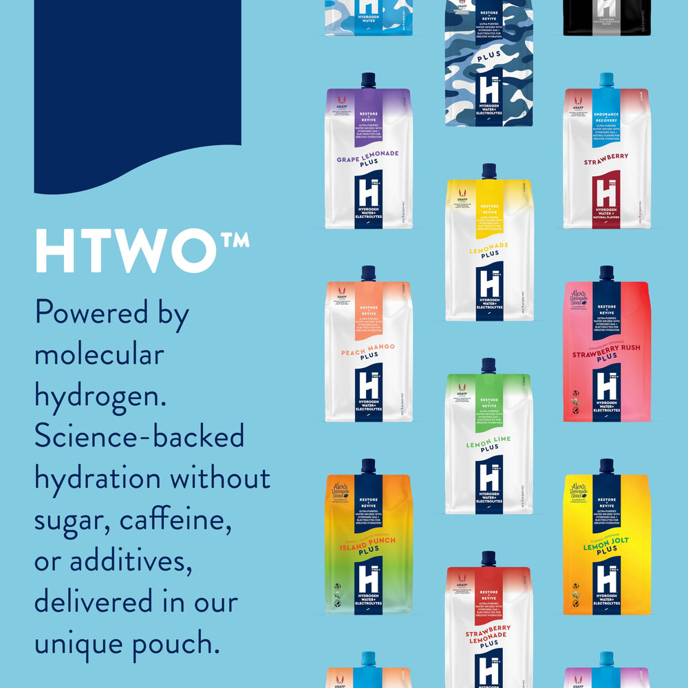HTWO portable 16.9oz pouch is travel-ready.