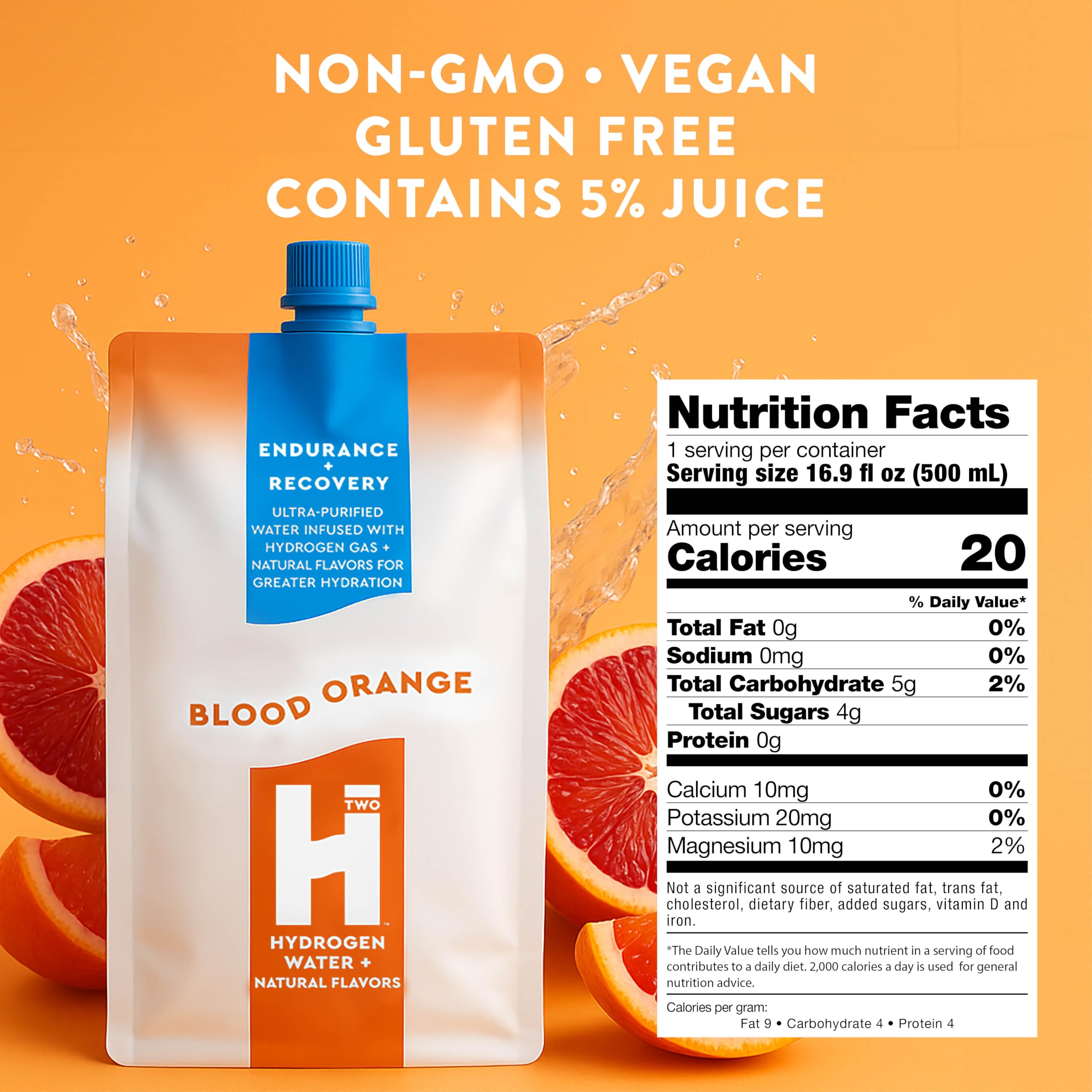 HTWO blood orange flavor 6-pack display supports easy hydration on the go