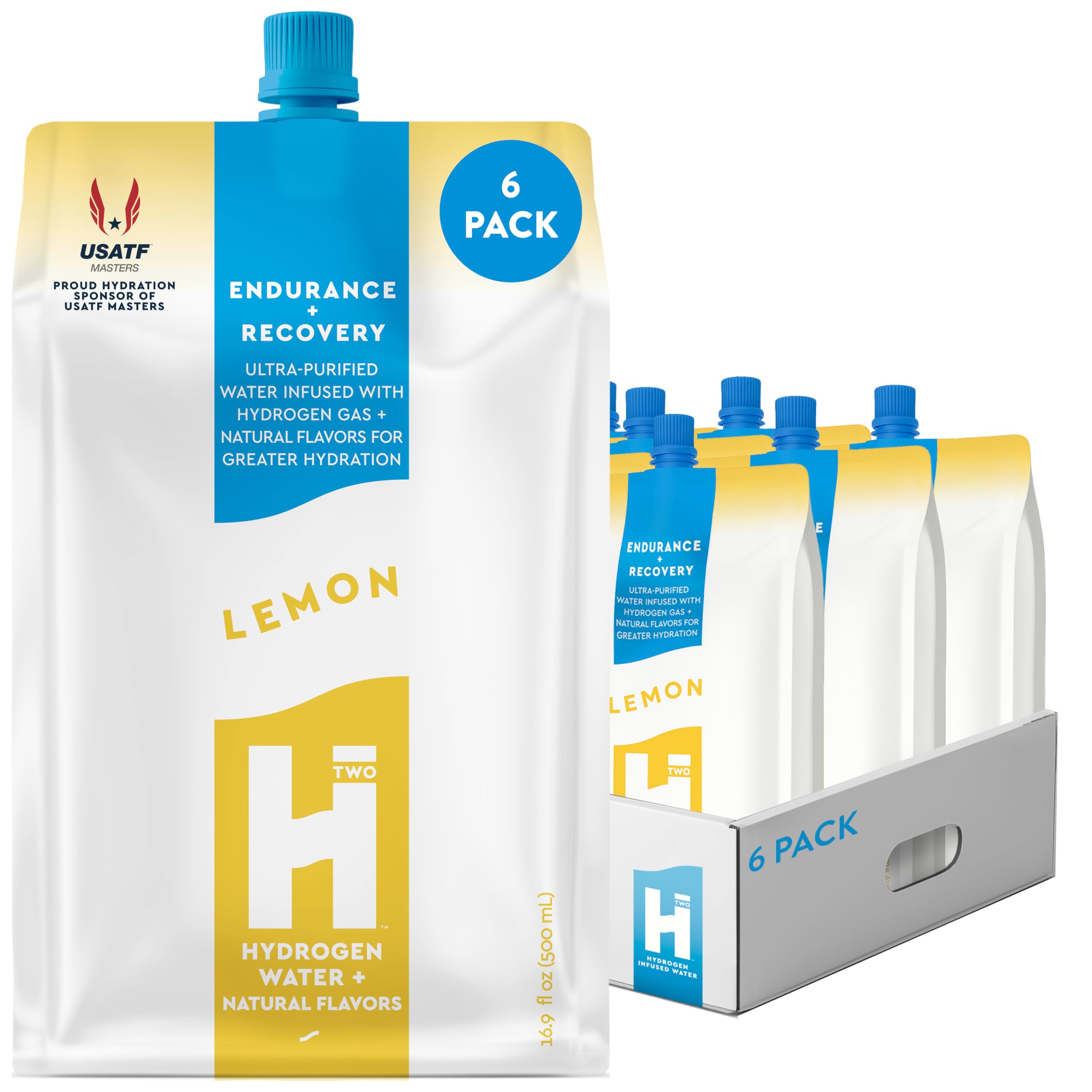 HTWO lemon hydrogen water bottle for refreshing, sugar-free hydration on the go.