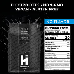 HTWO Nightlyfe recovery water pour showing unflavored hydration after workouts.