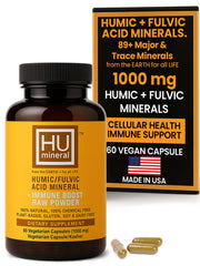 HUmineral bottle full view highlights the organic mineral blend for absorption.