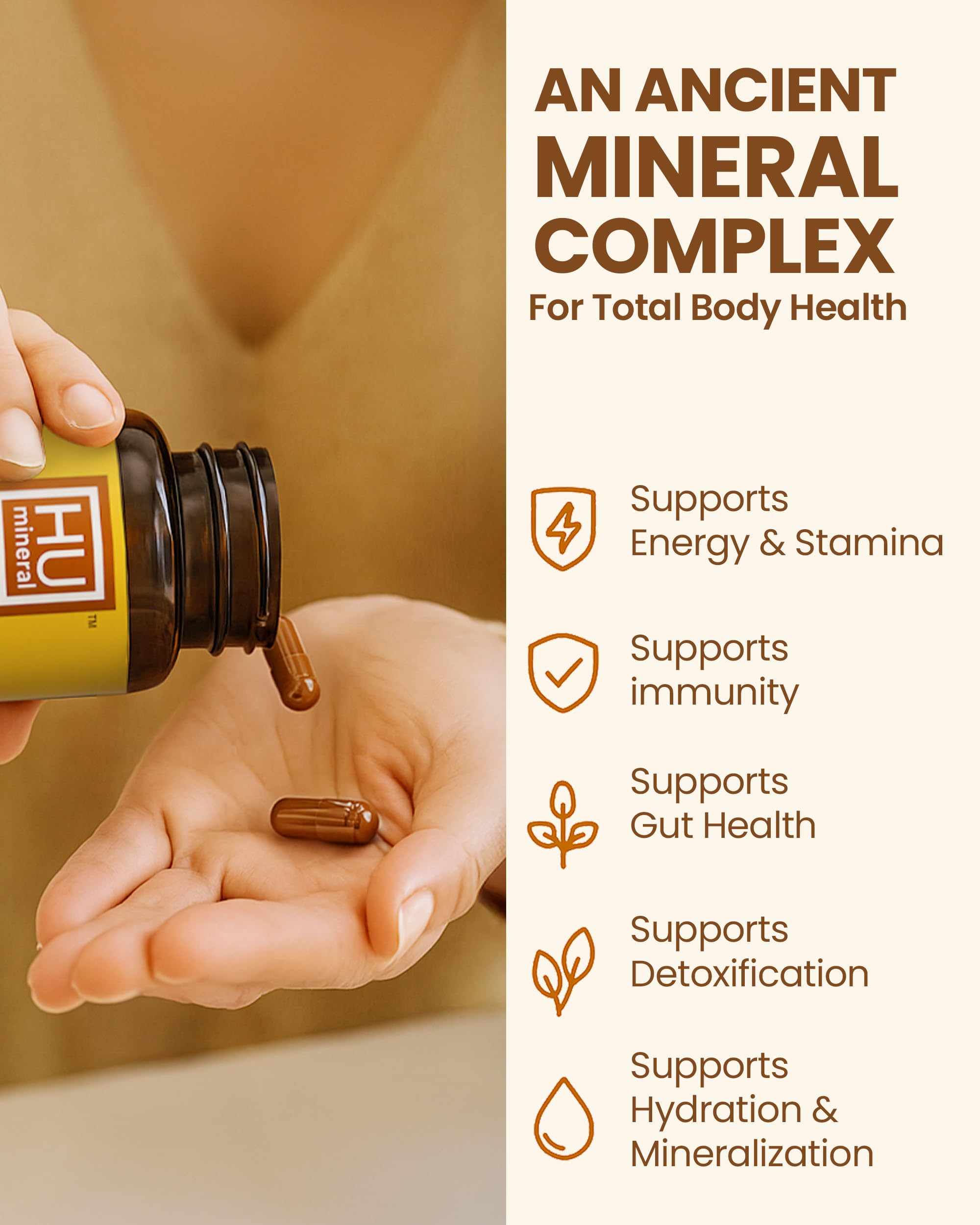 HUmineral dosage capsule ready to take with water.