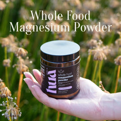 Active morning routine with glass of magnesium powder drink.