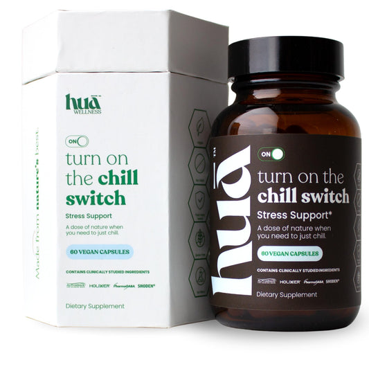 HUA Wellness Stress Support bottle front for daily calm and focus.