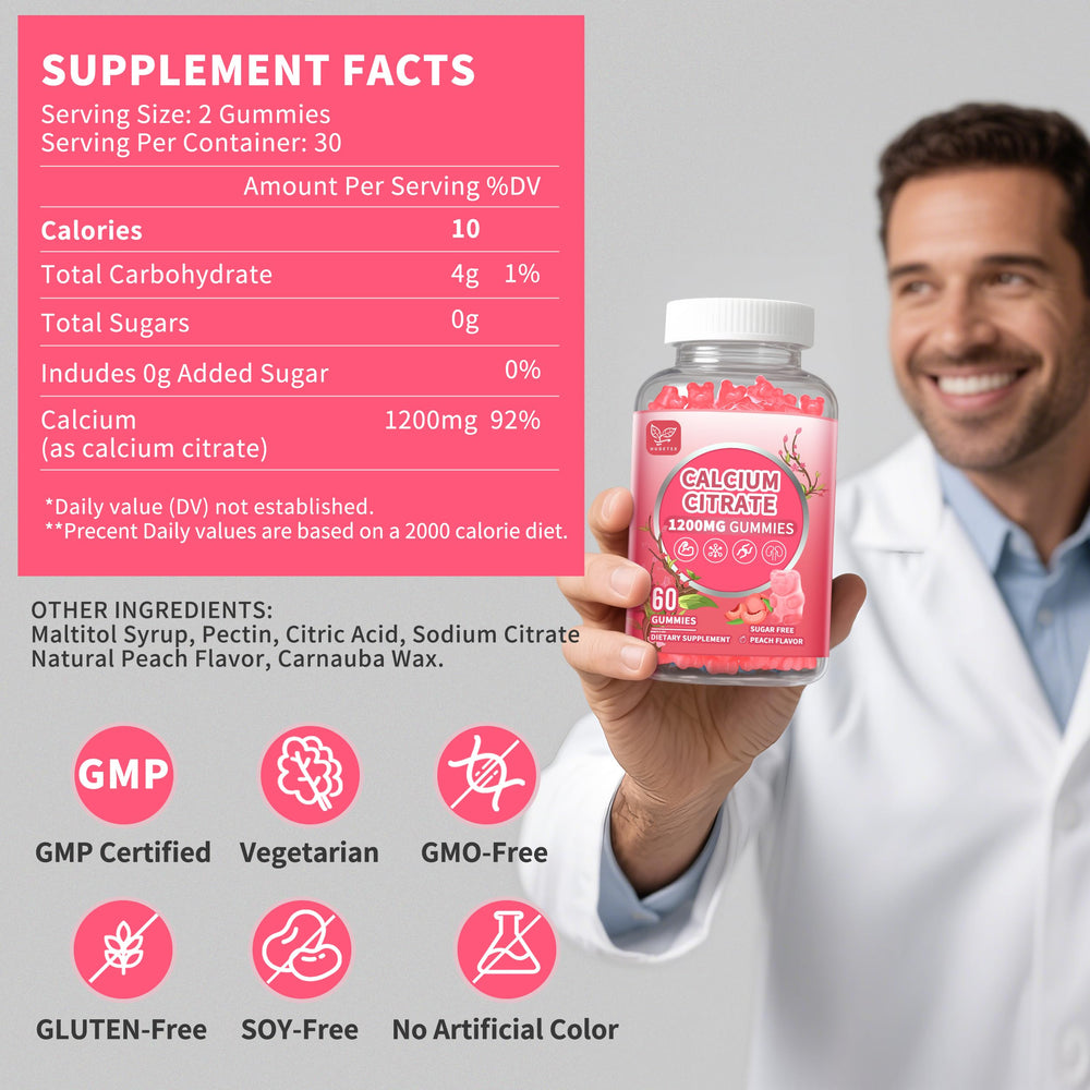 Hudetex two gummies daily dose for simple calcium intake.