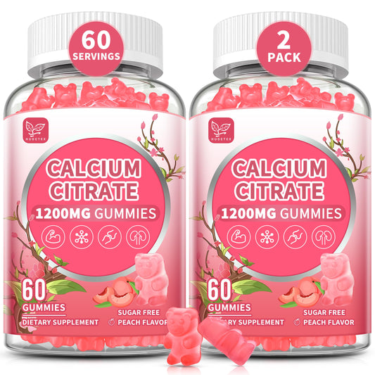 Hudetex calcium citrate gummies bottle front with 1200 mg, easy to digest.