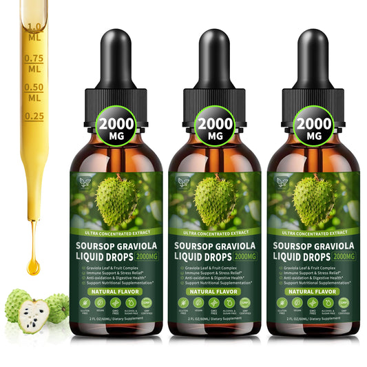 Hudetex Soursop Liquid Drops 6oz 3-pack for easy daily use and high absorption.
