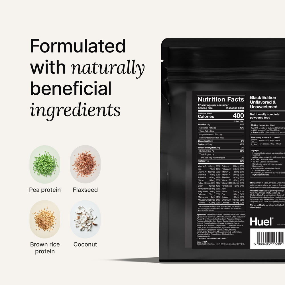 Huel Black Edition banana bottle ready to mix with water or plant milk