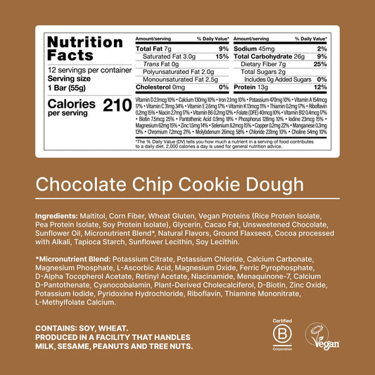 Huel cookie dough bar pack-shot showing a 12-pack for easy sharing.