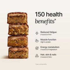 Huel cookie dough bar unwrap-and-serve scene perfect for quick hunger relief.