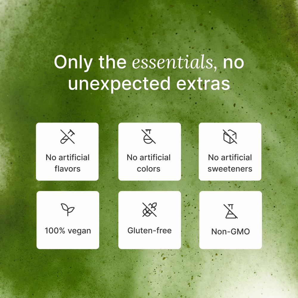 Huel Daily Greens blend chart on the label emphasizes key ingredients.