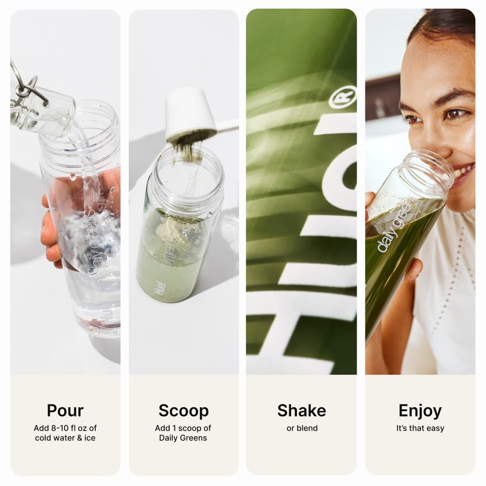 Huel Daily Greens probiotics and adaptogens support daily wellness.