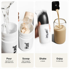 Huel on-the-go bottle for travel-friendly nutrition.