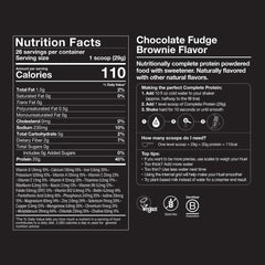 Huel ingredients label highlights hemp, faba, and pea protein.