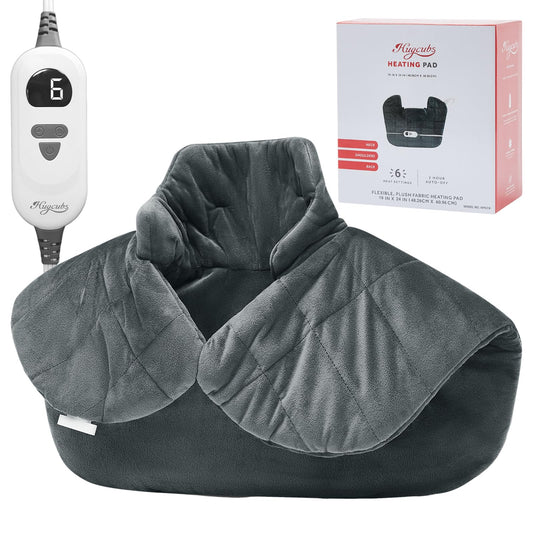 Hugcubs XL 19x24-inch heating pad provides full-body coverage for soothing warmth.