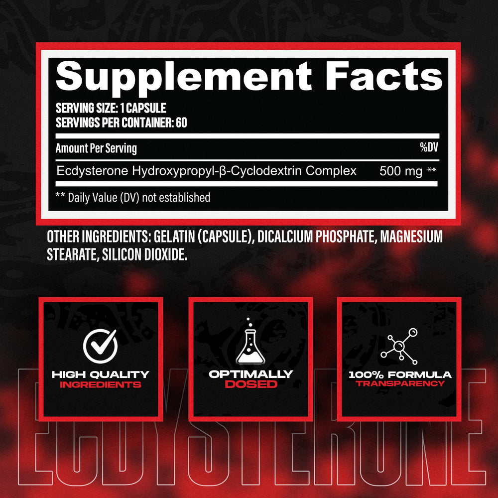 Huge Supplements Ecdysterone capsules close-up for easy daily supplementation.