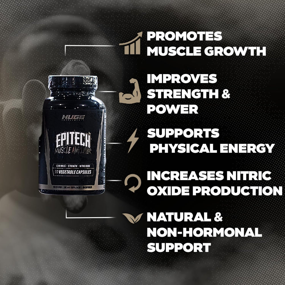 Huge Supplements Epitech Epicatechin capsules ready for daily use and lean muscle support.